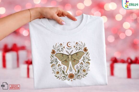 Boho Luna Moth Wildflower PNG: Elevating Cottagecore and Celestial Crafts