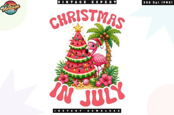 Christmas in July Watermelon Tree PNG: Tropical Design for Summer Celebrations