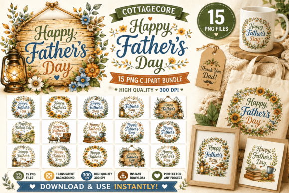 Cottagecore Happy Father’s Day PNG Designs