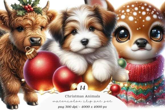 Elevating Holiday Designs with the Christmas Animals Clipart Bundle