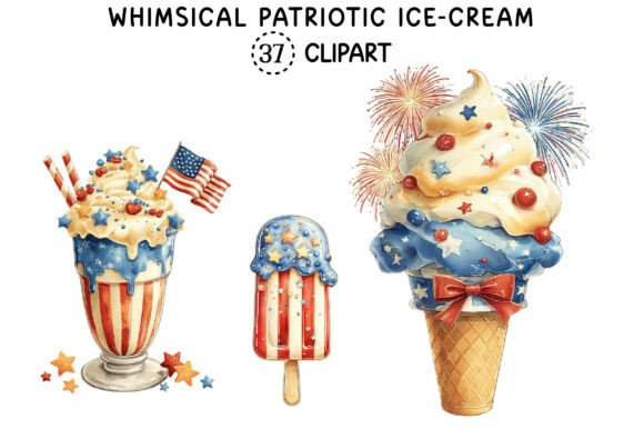 Evaluating Whimsical Patriotic Ice-Cream Clipart for Creative Projects