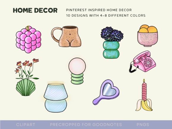 Funky Home Decor Stickers Clipart: Creative Tools for Digital and Physical Projects