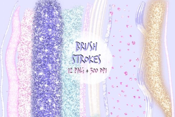Purple Glitter Brush Strokes Clip Art