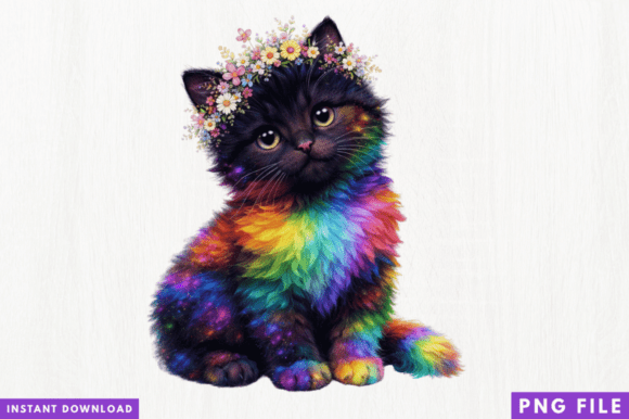 Rainbow Kitten PNG Design: Elevating Your Sublimation Projects with Professional Quality