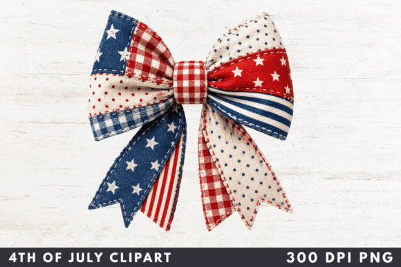 Rustic USA Bow Clipart PNG: Patriotic Design Asset