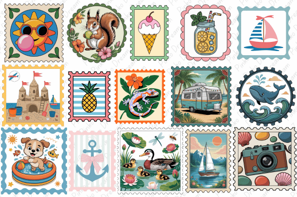 Summer Coastal Stamp Clipart Bundle: A Practical Asset for Seasonal Design