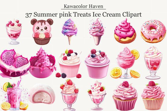Summer Pink Treats Ice Cream Clipart Guide