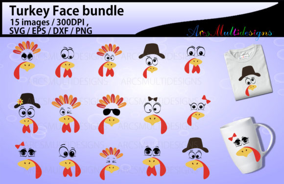 Turkey Face Svg Bundle Thanksgiving